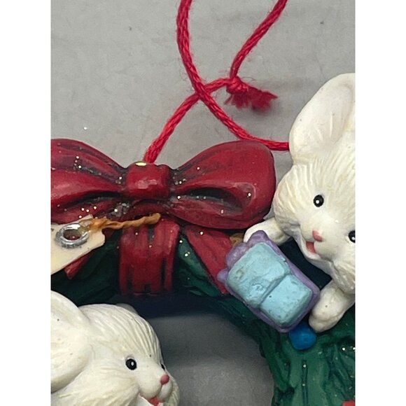 vintage Christmas ornament 1991 Rennoc mouse reaf holiday cany chain green READ - Picture 5 of 7